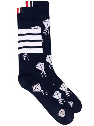 Thom Browne Kite-icon Socks In Grey