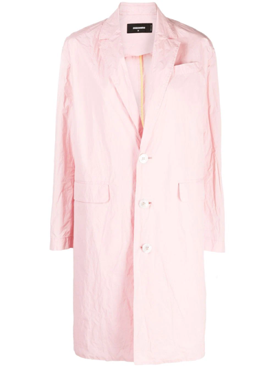Dsquared2 Single-breasted Mid-length Coat In Pink