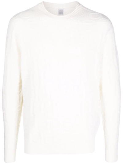 Eleventy Jacquard-logo Knitted Jumper In White