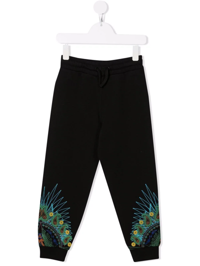 Marcelo Burlon County Of Milan Bandana Wings Graphic-print Cotton-blend Jogging Bottoms 4-12 Years In Black