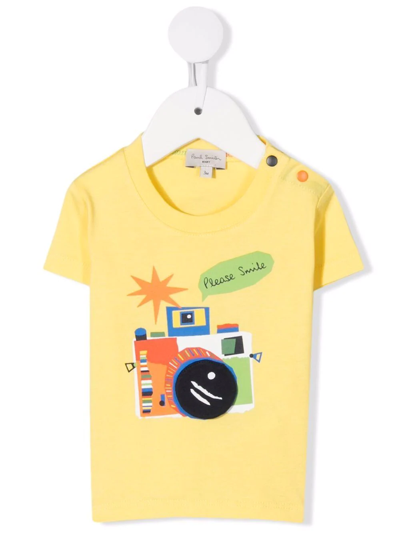 Paul Smith Junior Babies' Camera-motif Cotton T-shirt In Yellow