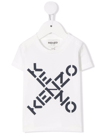 Kenzo Babies' Cross Logo-print Cotton T-shirt 6 Months-3 Years In Off White