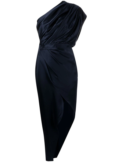 Michelle Mason Asymmetric Open Back Dress In Blue