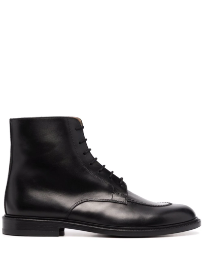 Scarosso Ben Lace-up Boots In Black Calf