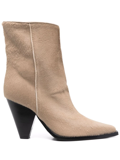 Scarosso Emily Pointed Heeled Boots In Neutrals