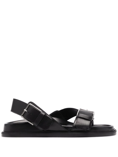 Scarosso Hailey Leather Sandals In Black - Calf