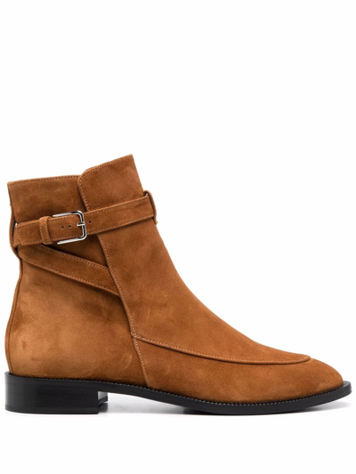 Scarosso Kelly Buckled Boots In Chestnut Suede