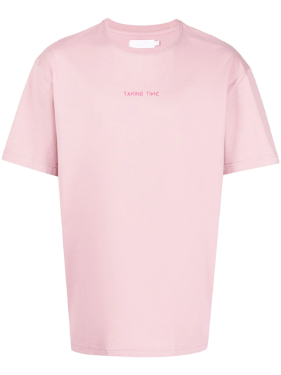 Off Duty Taking Time Cotton T-shirt In Pink