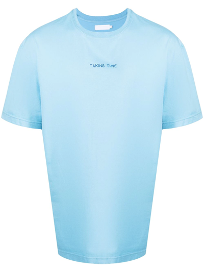 Off Duty Taking Time Cotton T-shirt In Blue