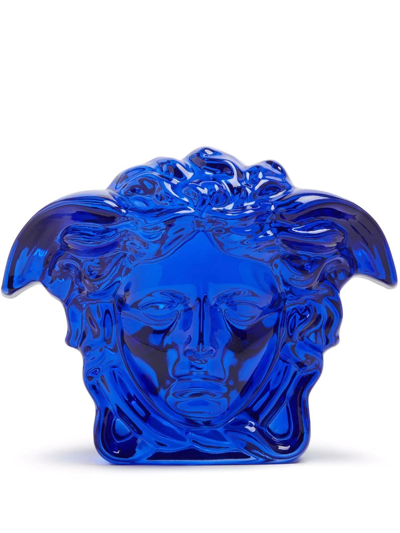 Versace Medusa Lumiere Crystal Paperweight In Blue