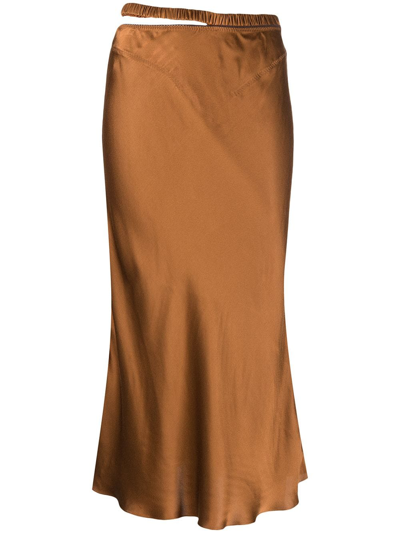 Anna October Cut Out-detail Maxi Skirt In Brown