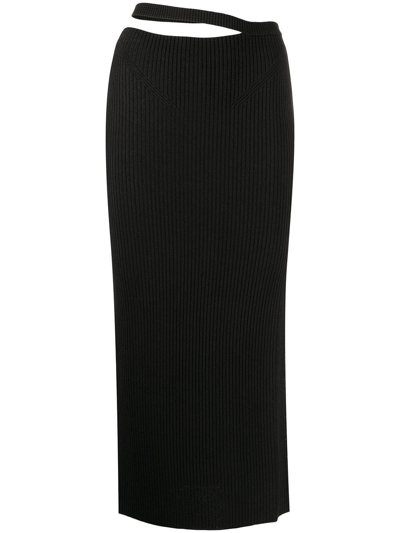 Anna October Women's Stevi Cutout Ribbed-knitted Midi Skirt In Black,yellow