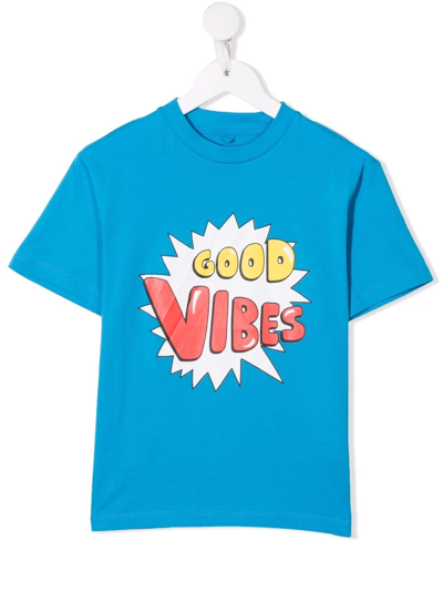Stella Mccartney Kids' Slogan-print T-shirt In Blue