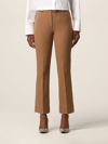S Max Mara Cropped Trousers In Stretch Cotton And Viscose In Brown