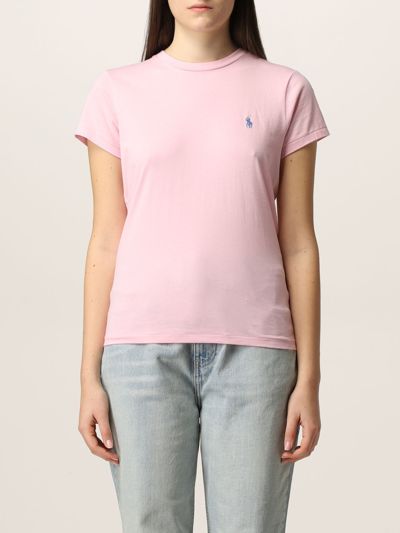 Polo Ralph Lauren Cotton T-shirt With Logo In Pink