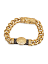 JEAN CLAUDE MEN'S INCRUSTED GOLDPLATED STAINLESS STEEL & LEATHER BRACELET