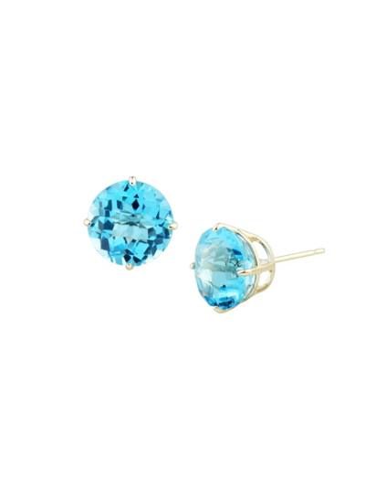 Saks Fifth Avenue Women's 14k Yellow Gold & Swiss Blue Topaz Stud Earrings