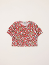 MOSCHINO KID CROPPED T-SHIRT WITH ALL-OVER STRAWBERRY PRINTS,360182014