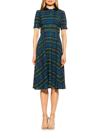 Alexia Admor Women's Contrast-collar Flare Dress In Blue Plaid