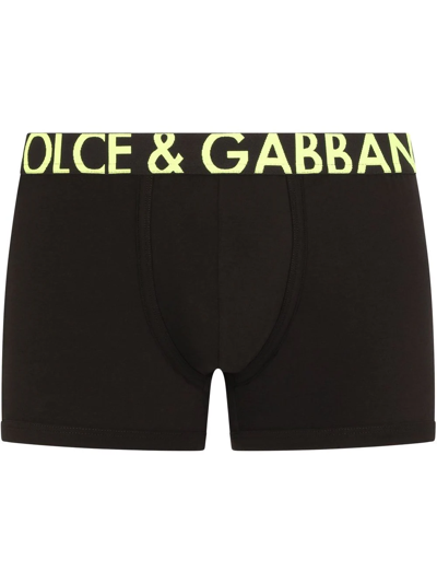 Dolce & Gabbana Logo Waistband Boxers In Nero/giallo