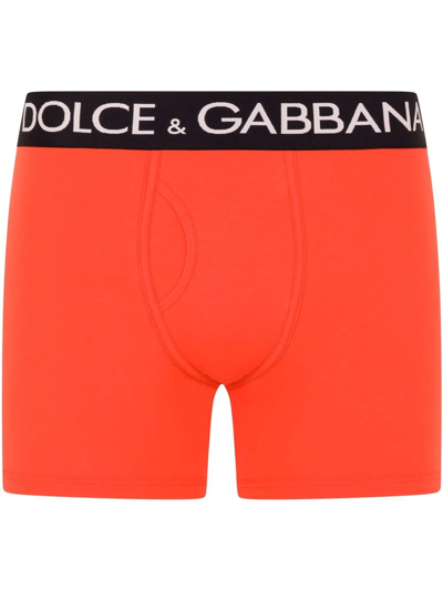 Dolce & Gabbana Logo-waistband Boxer Shorts In Orange