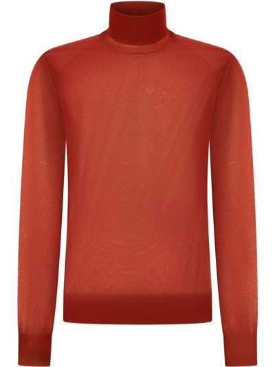 Dolce & Gabbana Transparent Roll-neck Top In Red