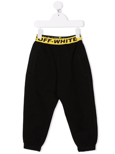 Off-white Kids' Logo-waistband Track Trousers In Black
