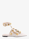 Valentino Roman Stud Backless Leather Flats In White