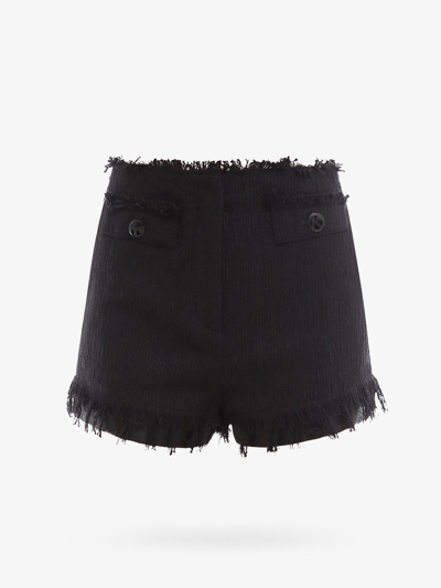 K Krizia Tweed Shorts With Frayed Profiles - Atterley In Black