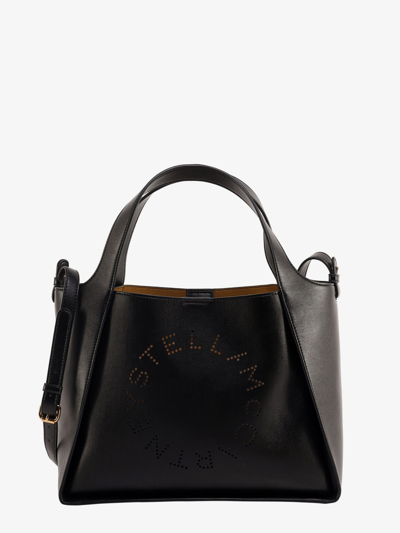 Stella Mccartney Faux Leather Shoulder Bag With Frontal Logo - Atterley In Black