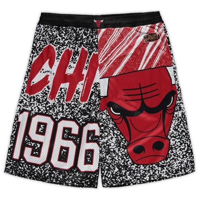 Mitchell & Ness Men's Black Chicago Bulls Hardwood Classics Jumbotron Sublimated Shorts