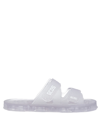 Gcds Rubber Slide Sandals Unisex In White