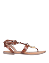 GIOSEPPO GIOSEPPO WOMAN THONG SANDAL BROWN SIZE 7.5 SOFT LEATHER