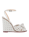 CHARLOTTE OLYMPIA CHARLOTTE OLYMPIA WOMAN SANDALS WHITE SIZE 6.5 SOFT LEATHER, TEXTILE FIBERS