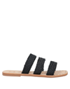 Manebi Eva Flat Sandals In Black