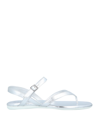 Hogan Toe Strap Sandals In Silver