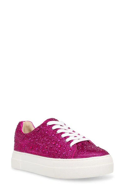 Betsey Johnson Sidny Crystal Pavé Platform Sneaker In Pink