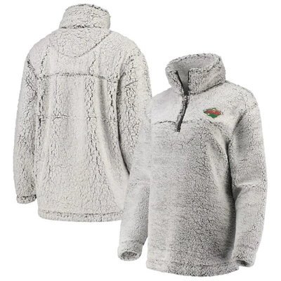 G-iii 4her By Carl Banks Women's  Gray Minnesota Wild Sherpa Quarter-zip Pullover Jacket