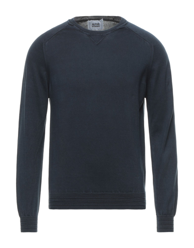 Alpha Studio Sweaters In Blue