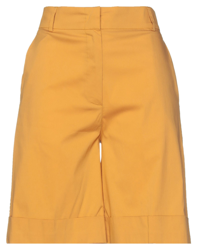 D-exterior D. Exterior Woman Shorts & Bermuda Shorts Ocher Size 4 Cotton, Polyamide, Elastane In Yellow