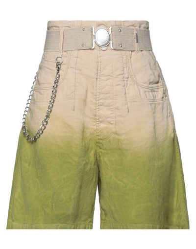 High Woman Shorts & Bermuda Shorts Green Size 2 Cotton, Linen