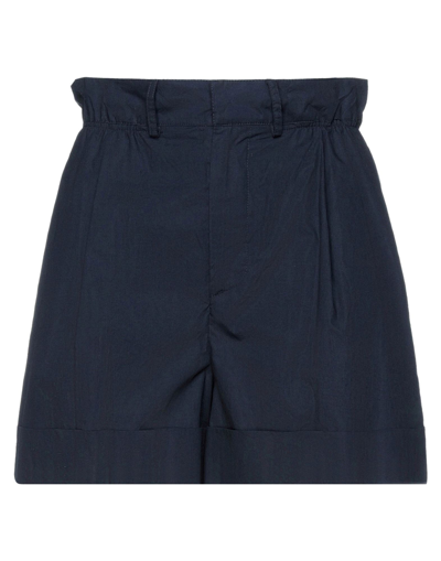 Jucca Woman Shorts & Bermuda Shorts Midnight Blue Size 10 Cotton