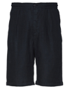 Alpha Studio Man Shorts & Bermuda Shorts Midnight Blue Size 30 Linen In Dark Blue