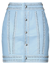 Philipp Plein Leather Skirt Short Crystal In Sky Blue