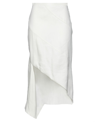 Off-white Woman Midi Skirt Ivory Size 2 Linen, Viscose, Elastane