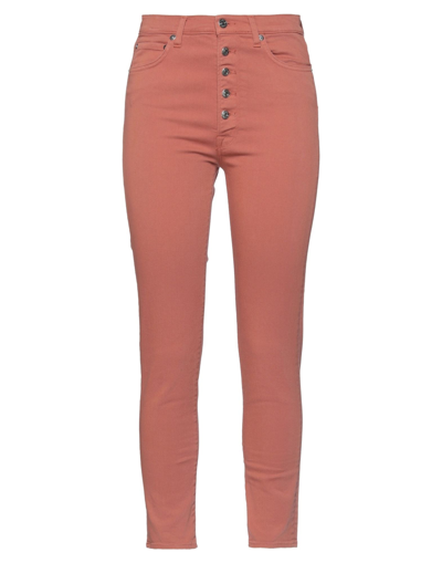 People (+)  Woman Jeans Rust Size 26 Cotton, Elastomultiester, Elastane In Salmon Pink