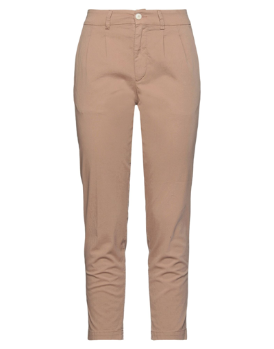 People (+)  Woman Pants Beige Size 4 Cotton, Elastane