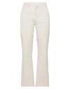 People (+)  Woman Pants Beige Size 10 Cotton, Elastane