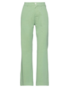 People (+)  Woman Pants Light Green Size 4 Cotton, Elastane