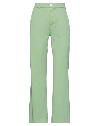 People (+)  Woman Pants Light Green Size 4 Cotton, Elastane